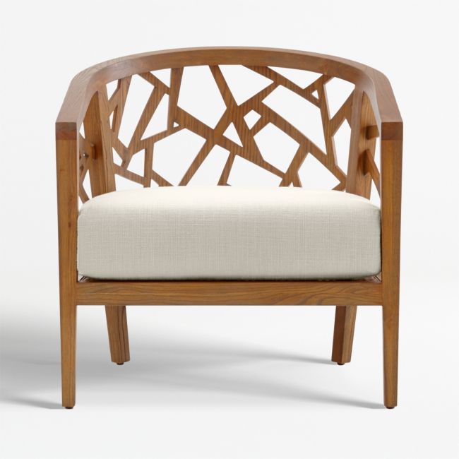 Online Designer Hallway/Entry Ankara Grey Wash Frame Chair with Fabric Cushion
