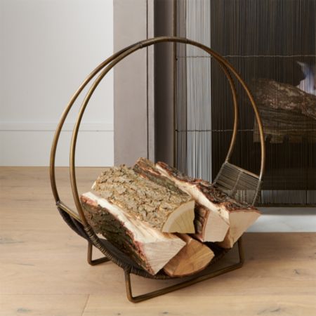 Antiqued Brass Log Holder Reviews Crate And Barrel