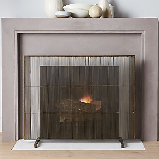 Fireplace Screens Tools And Accessories Crate Barrel Antiqued Br Fireplace Screen