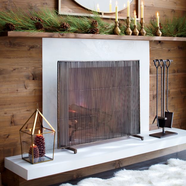 Antiqued Brass Fireplace Screen + Reviews Crate and Barrel