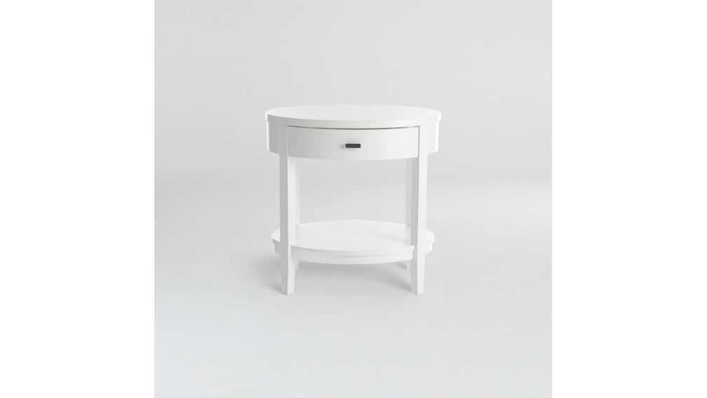 Arch White Oval Nightstand + Reviews Crate and Barrel