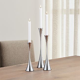 3-Piece Arden Mirrored Stainless Steel Taper Candle Holder Set