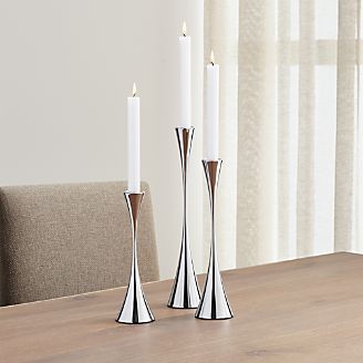 3-Piece Arden Mirrored Stainless Steel Taper Candle Holder Set