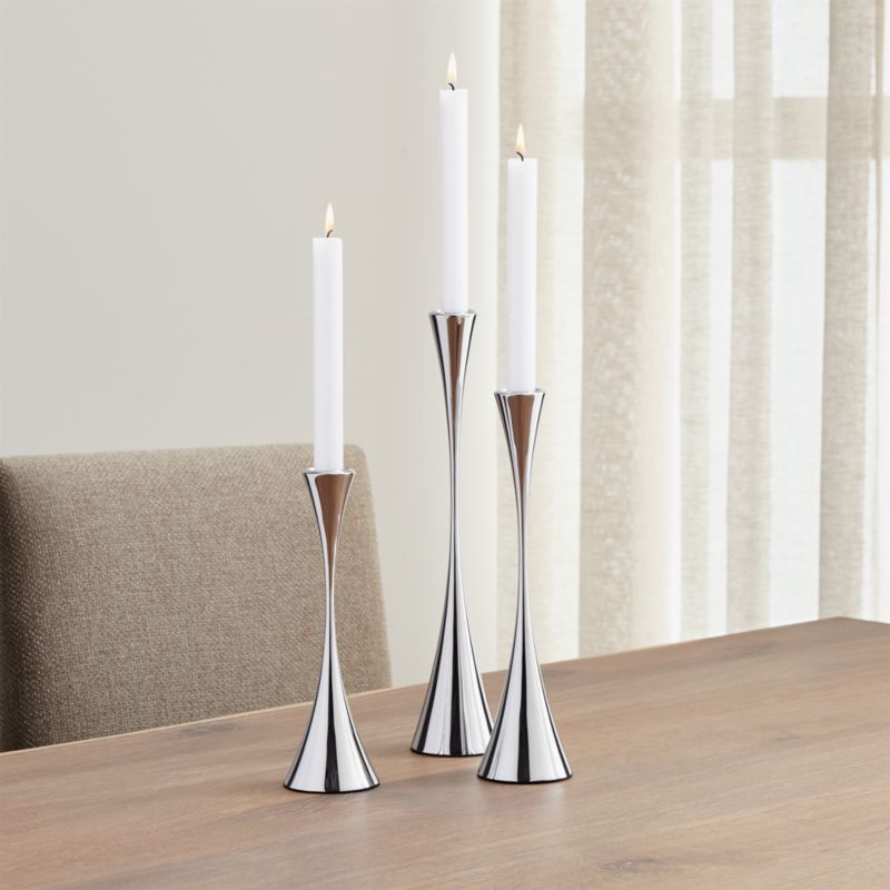 3-Piece Arden Mirrored Stainless Steel Taper Candle Holder Set