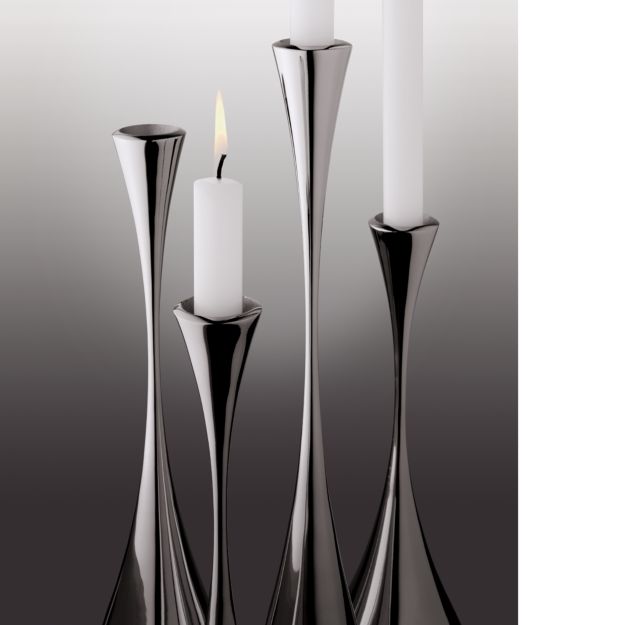 Arden Small Mirrored Stainless Steel Taper Candle Holder in Candle