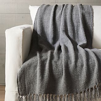 Blankets Throws Crate And Barrel Aris Grey Fringe Throw