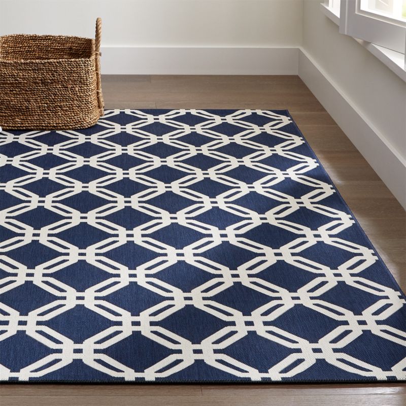 Arlo Blue Outdoor Rug | Crate and Barrel