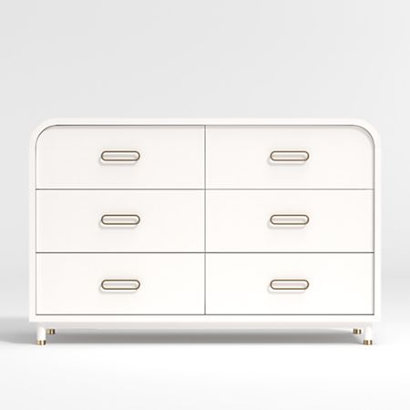 Kids Arlo Wide White And Gold Dresser Crate And Barrel