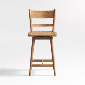 Image of Arno Light Brown Wood Swivel Counter Stool
