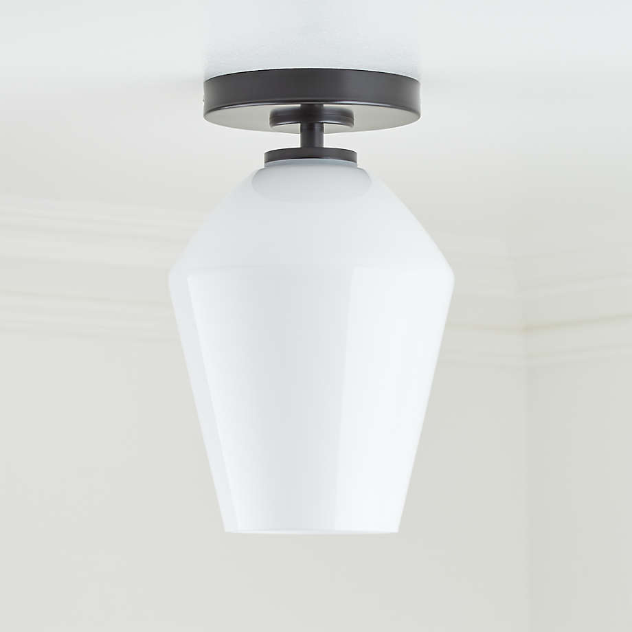 Arren Black Flush Mount Light with Milk Angled Shade ...