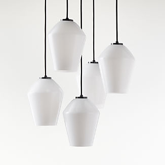 White Large Pendant Light Over Kitchen Tableware Bar arren black round 5 light pendant with milk angled shades