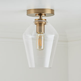 Arren Brass Flush Mount Light with Clear Angled Shade