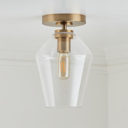 Arren Brass Flush Mount Light With Clear Angled Shade Crate And Barrel