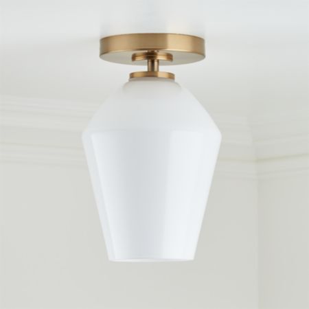 Arren Brass Flush Mount Light With Milk Angled Shade Crate And Barrel