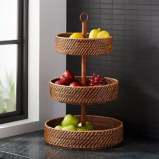 Fruit Baskets Crate And Barrel Artesia Honey 3 Tier Fruit Basket