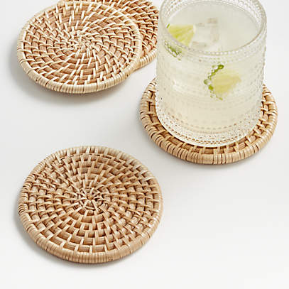 Crate and Barrel Artesia Natural Coasters, Set of 4