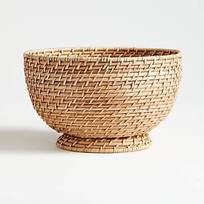 Artesia Natural Round Rattan Tray With Handles Reviews Crate And Barrel Canada