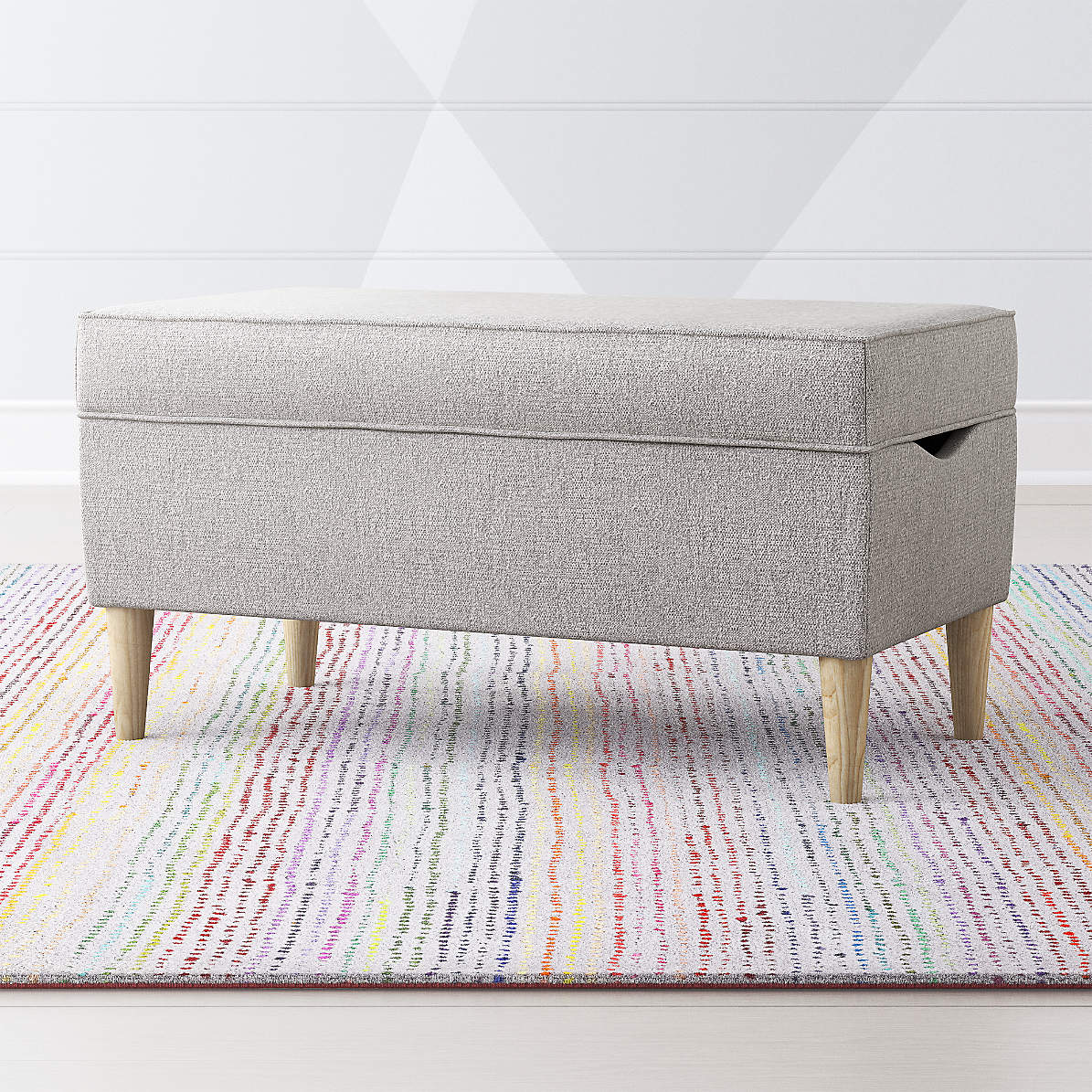 As You Wish Light Grey Upholstered Storage Bench Reviews Crate And Barrel