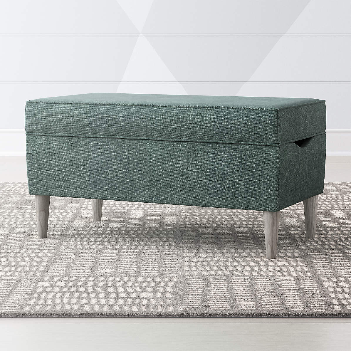 As You Wish Teal Upholstered Storage Bench Crate And Barrel
