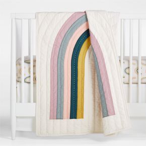 Image of Asha 100% Organic Cotton Rainbow Baby Crib Quilt