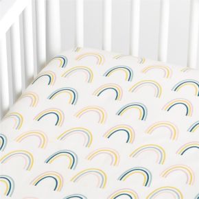 Image of Stay Cool Asha Rainbow 100% Organic Cotton Baby Crib Fitted Sheet