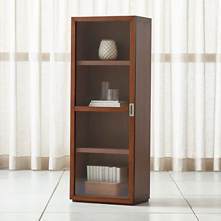 Aspect Walnut Modular Bookcase With Glass Door Reviews Crate