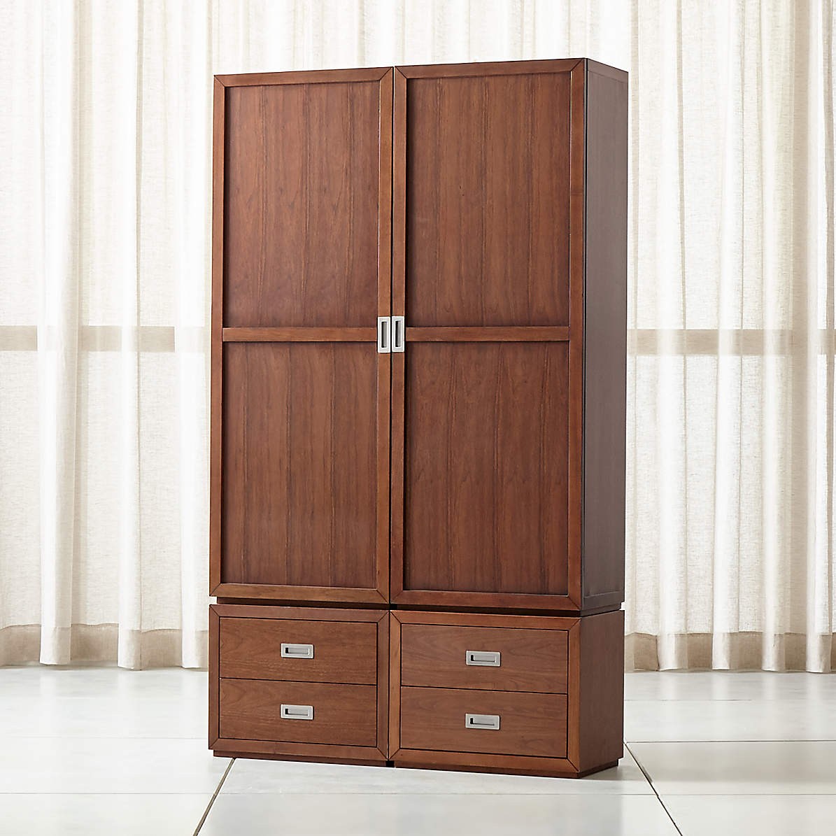 Aspect Walnut 4 Piece Wood Door Storage Unit With Drawers Reviews Crate And Barrel