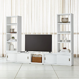 Tv Stands Media Consoles Cabinets Crate And Barrel Aspect White Modular Media Center With 23 Open Units