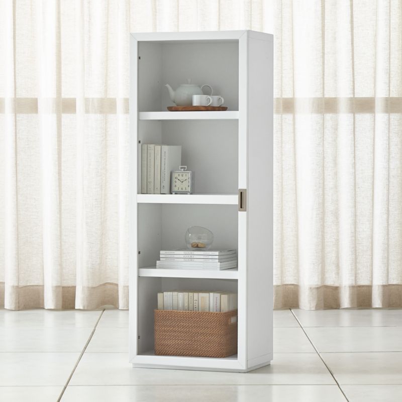 Aspect White Bookcase With Glass Door Reviews Crate And Barrel