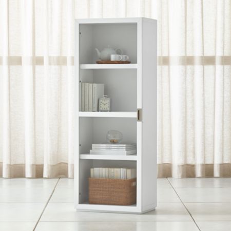 Aspect White Bookcase With Glass Door Reviews Crate And Barrel