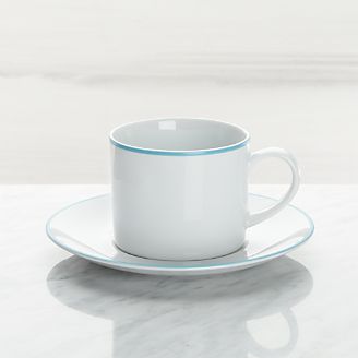 Coffee Mugs And Tea Cups Crate Barrel Aspen Aqua Band Cup And Saucer