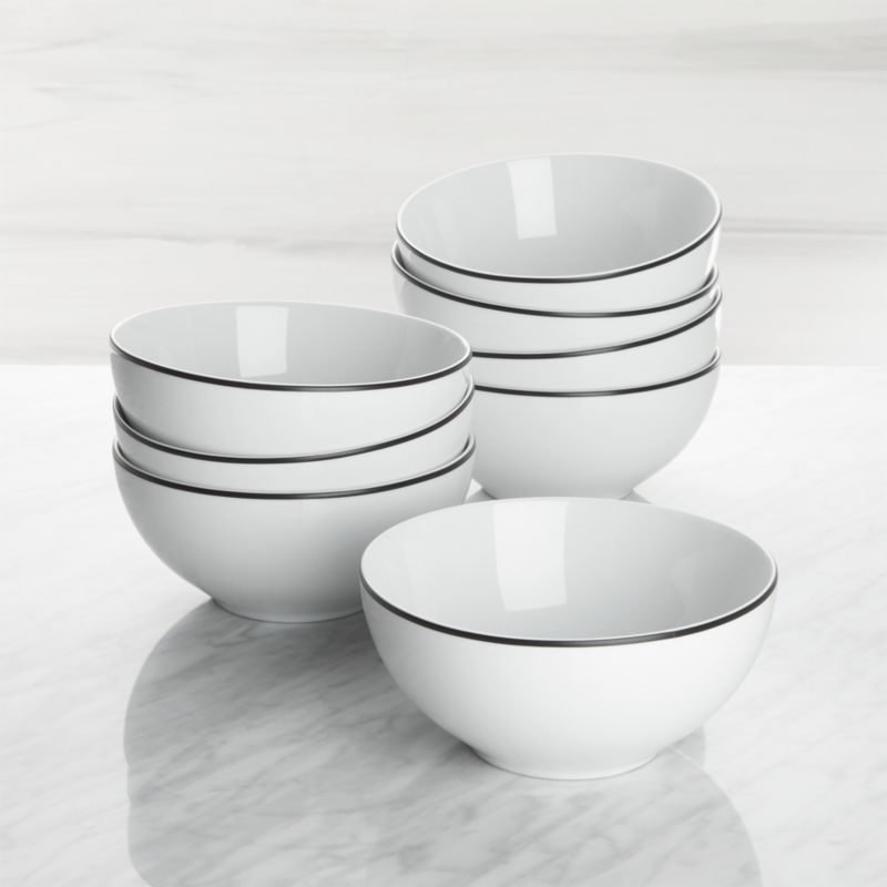 Aspen Black Band Cereal Bowls, Set of 8 + Reviews Crate and Barrel