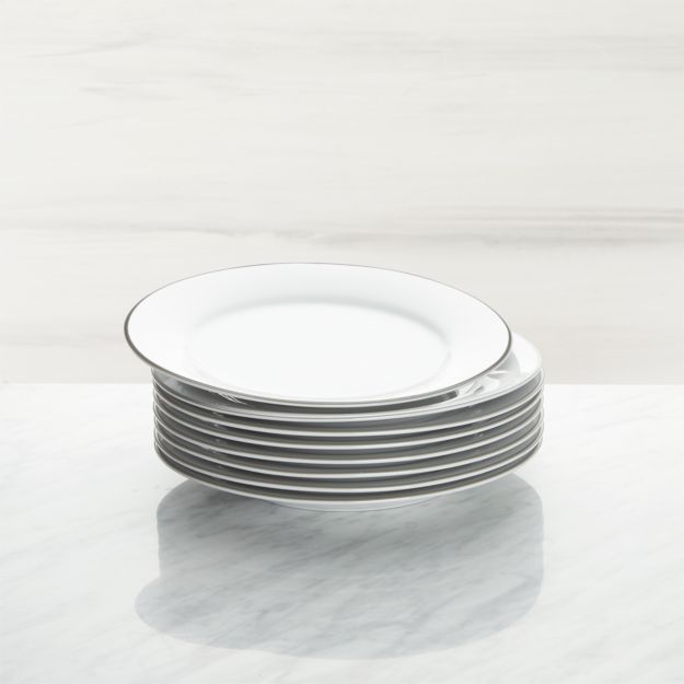 Aspen Grey Band Salad Plates, Set of 8 + Reviews Crate and Barrel