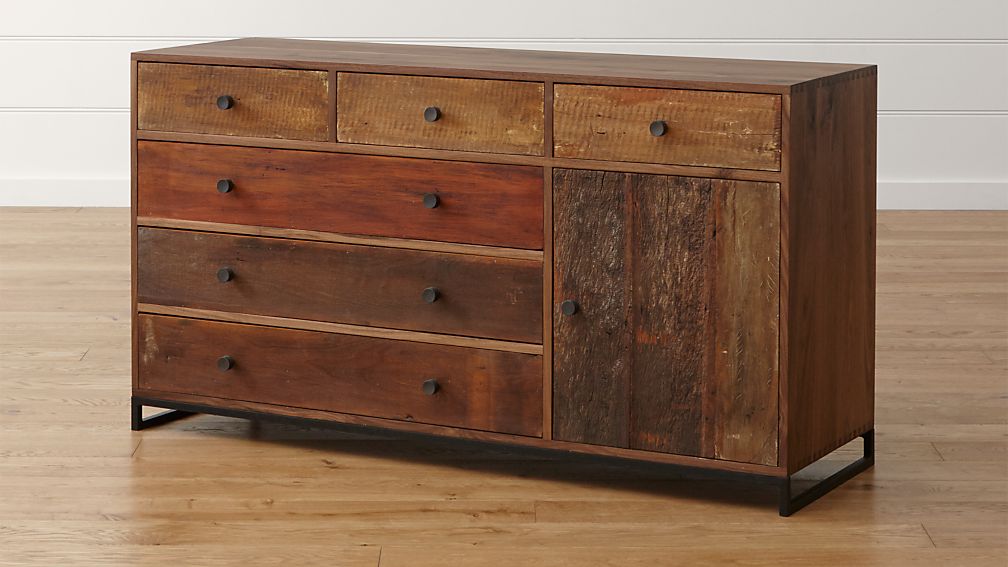 dresser atwood wood drawer reclaimed modern barrel crate rustic crateandbarrel qty