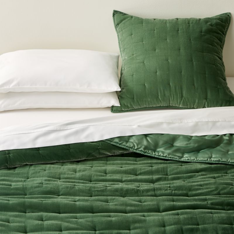 Audra Green Velvet Full Queen Quilt Reviews Crate And Barrel