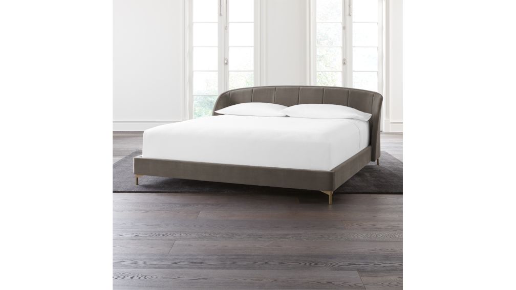 Ava Grey King Bed + Reviews Crate and Barrel