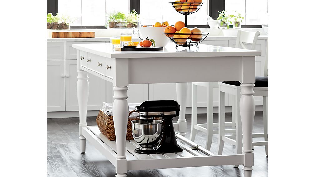 Avalon 72" Large White Kitchen Island Crate and Barrel