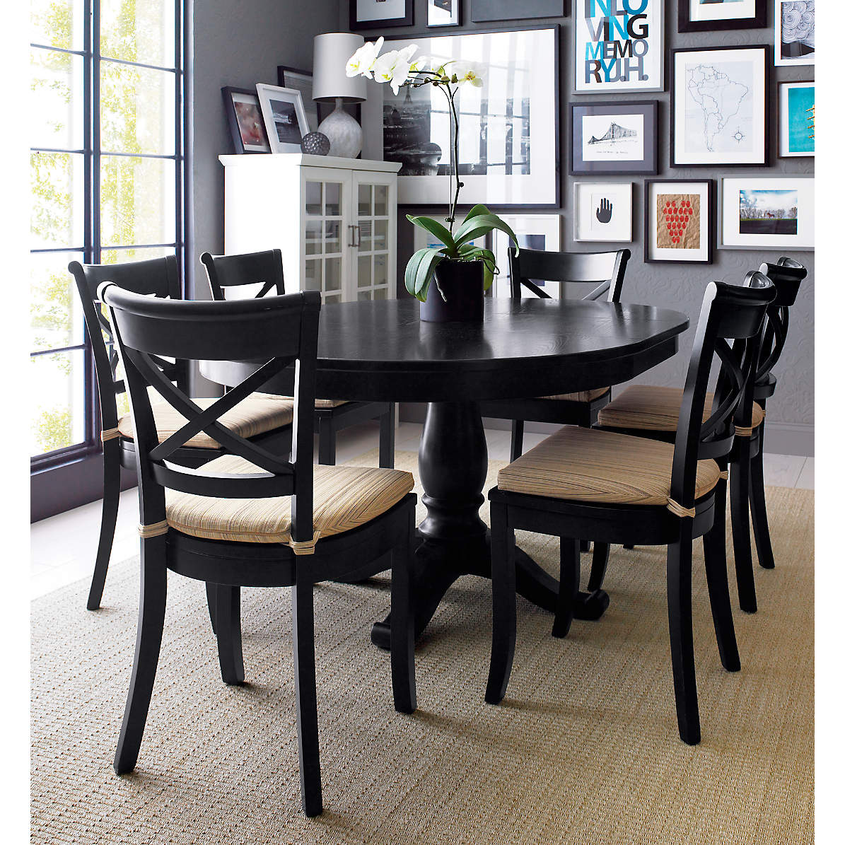 Vintner Black Wood Dining Chair And Cushion Crate And Barrel