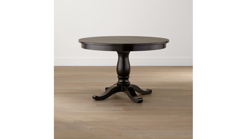 Avalon 45" Black Round Extension Dining Table + Reviews | Crate and Barrel