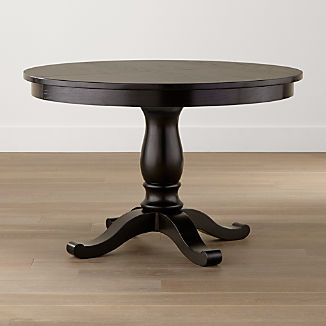 Small Wood Tables Crate And Barrel Avalon 45 Black Round Extension Dining Table