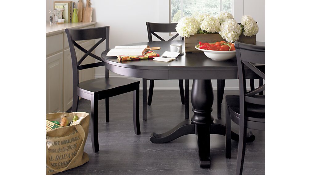 Avalon 45" Black Round Extension Dining Table Crate and Barrel