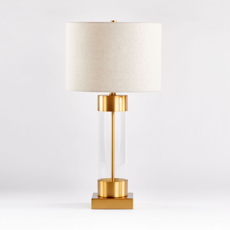 glass and brass table lamp