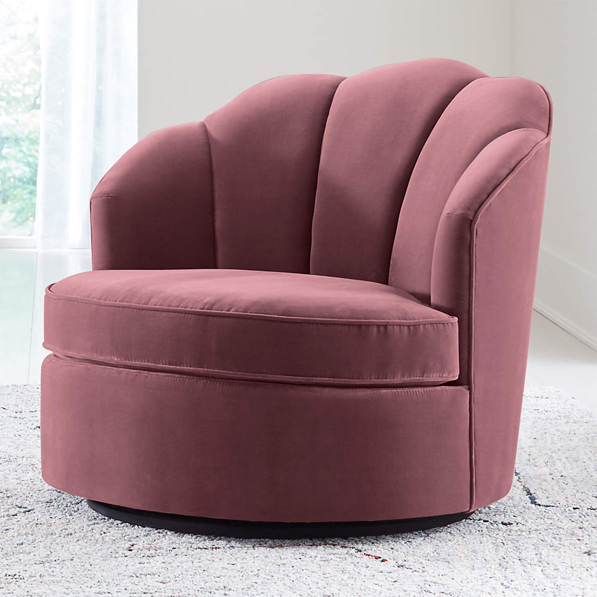 Avery Dusty Mauve Velvet Swivel Chair Reviews Crate And Barrel