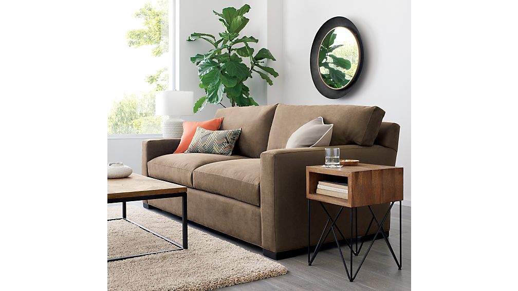 Two Seater Sofa Living Room Axis Ii 2seater Brown Microfiber Sofa Reviews Crate And Barrel
