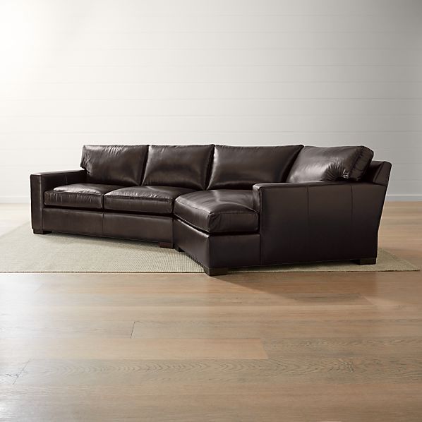 Axis Ii Leather 2 Piece Right Arm Angled Chaise Sectional Sofa Reviews Crate And Barrel