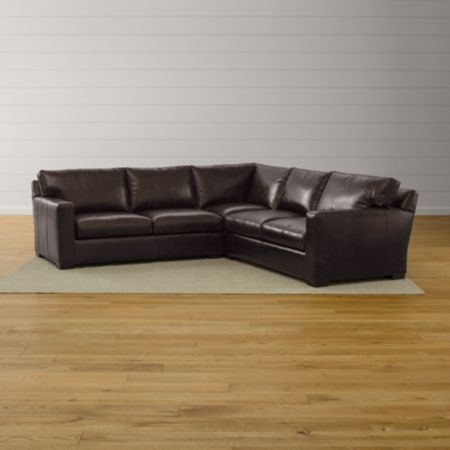 Axis Ii Brown 3 Piece Leather Sectional Sofa Crate And Barrel