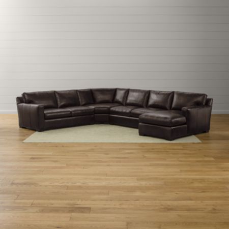 Axis Ii Brown Leather Sectional With Chaise Crate And Barrel