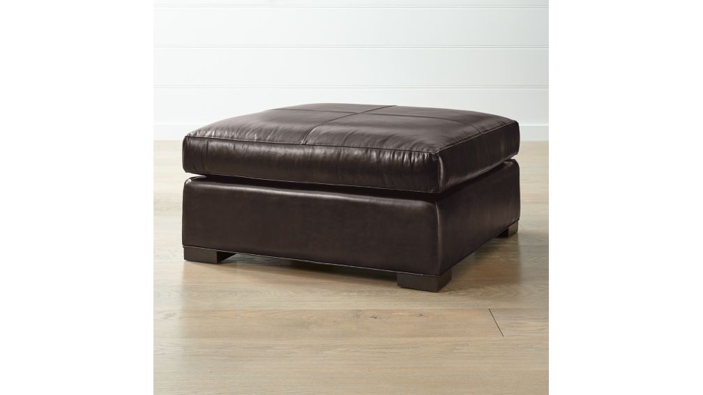 Axis II Leather Square Cocktail Ottoman + Reviews Crate and Barrel