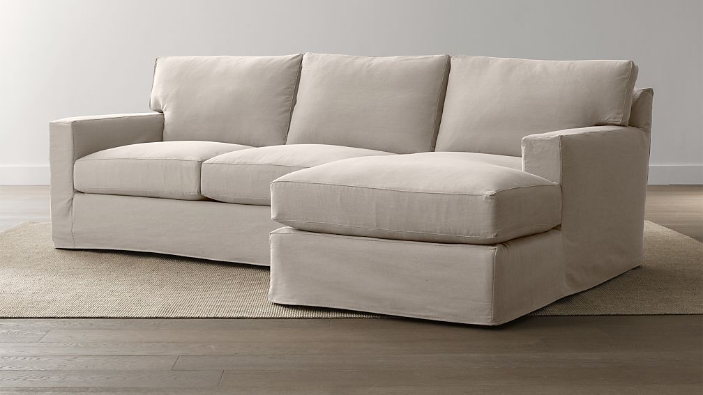 Axis II Slipcovered 2-Piece Sectional Sofa Denim: Dove | Crate and Barrel