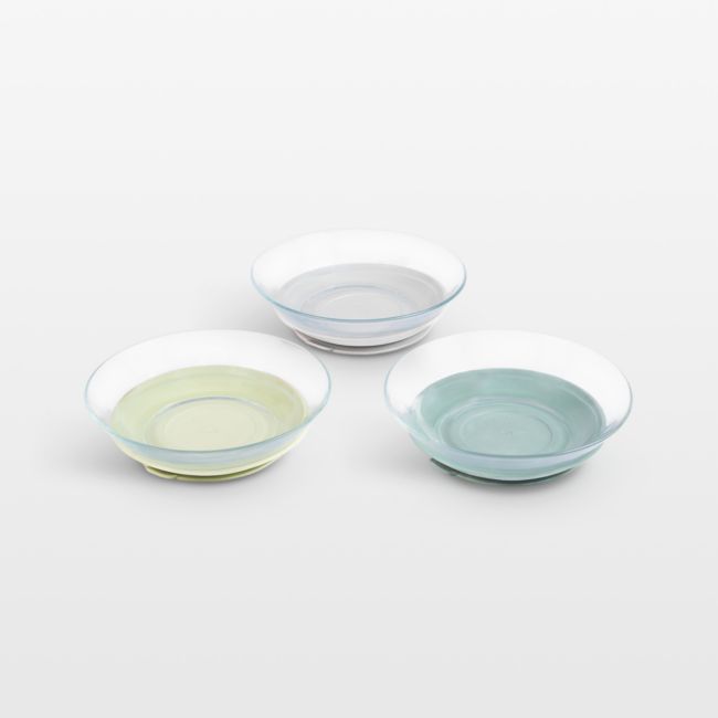 Crate & Barrel Beaba Blue Mix Glass Plate, Set Of 3 In Multi